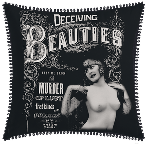 Deceiving Beauties Throw Pillow - Se7en Deadly
