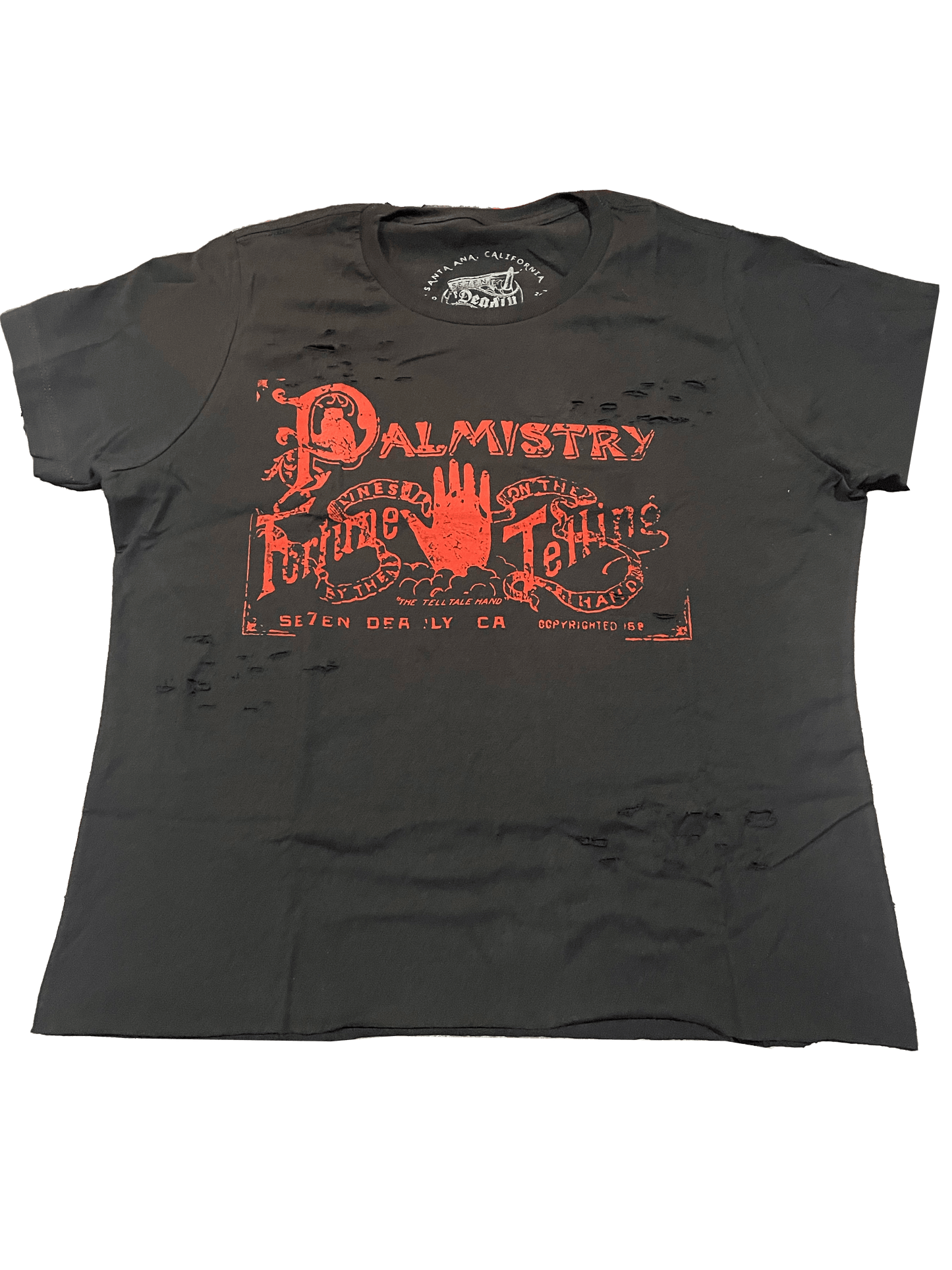 Palmistry distressed Crop Tee - Se7en Deadly