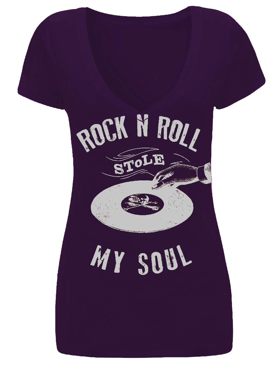 Rock N' Roll Stole My Soul V-Neck Black - Se7en Deadly