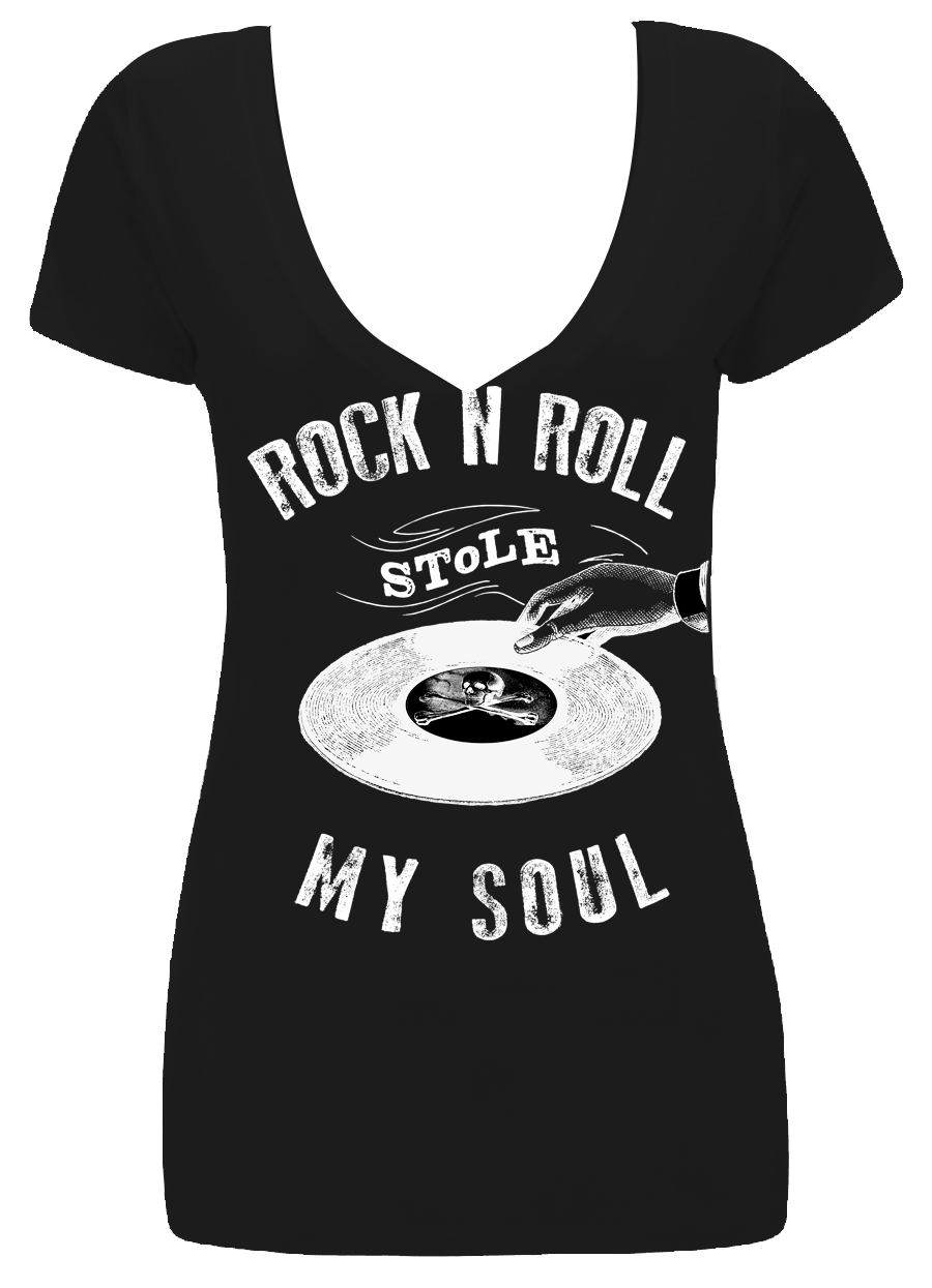 Rock N' Roll Stole My Soul V-Neck Black - Se7en Deadly