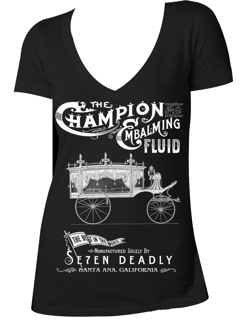 Womens Embalming Fluid V-Neck - Se7en Deadly