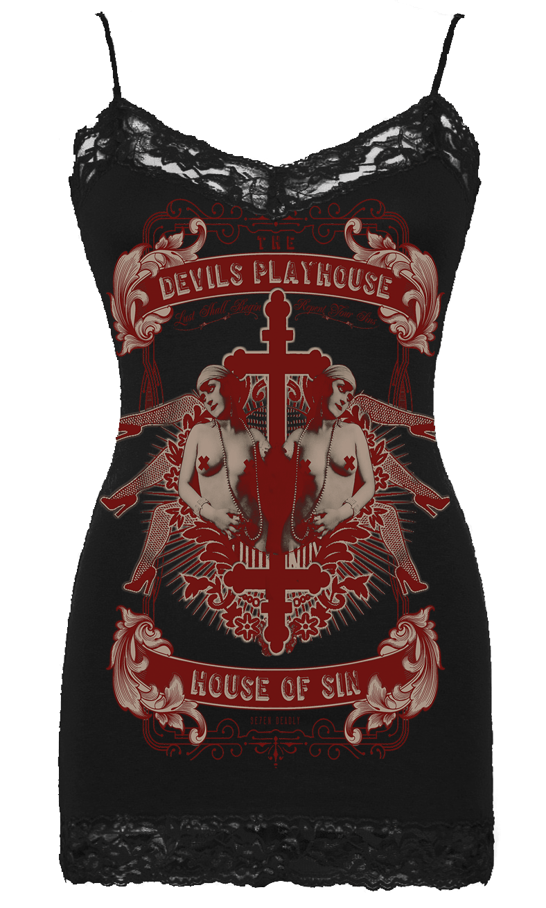 Womens House of Sin Cami Black - Se7en Deadly