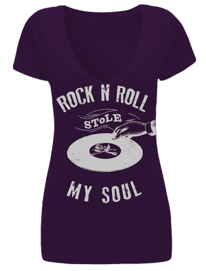 Rock N' Roll Stole My Soul V-Neck Black - Se7en Deadly