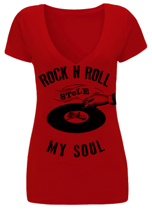 Rock N' Roll Stole My Soul V-neck RED - Se7en Deadly
