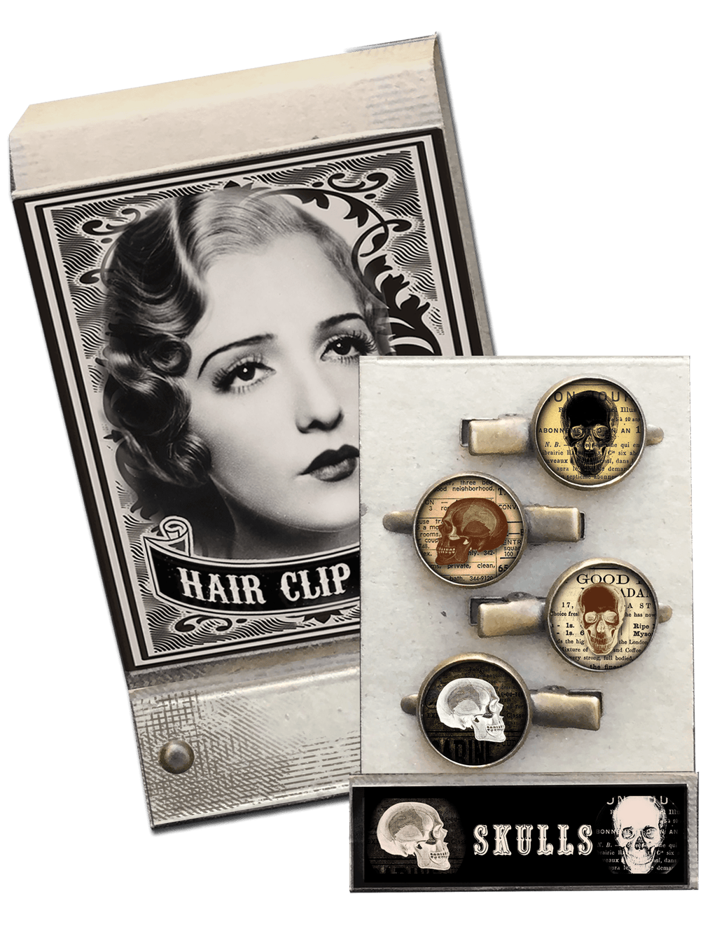 Skull Match Book Hair Clips - Se7en Deadly