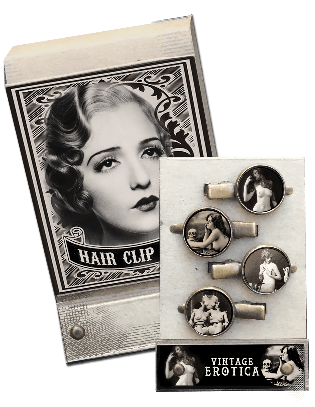 Vintage Erotica Match Book Hair Clips - Se7en Deadly