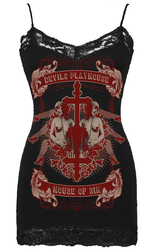 Womens House of Sin Cami Black - Se7en Deadly