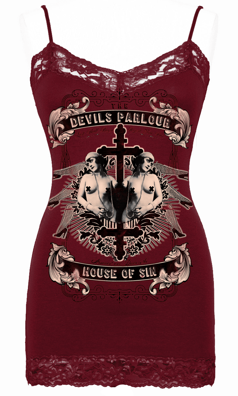 Womens House of Sin Cami Black - Se7en Deadly