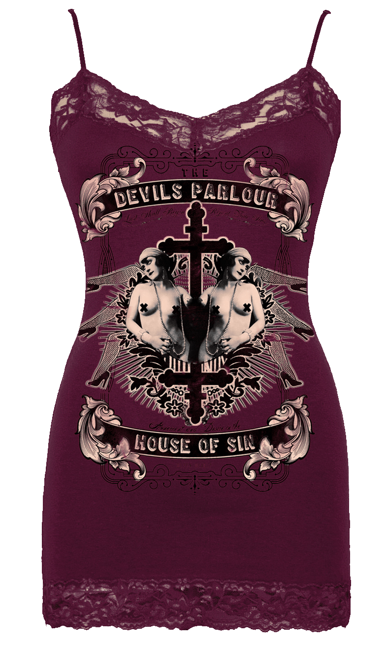 Womens House of Sin Cami Vintage plum - Se7en Deadly