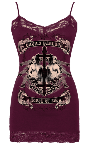 Womens House of Sin Cami Vintage plum - Se7en Deadly